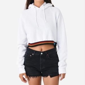 AVIATOR NATIONLogo Stripe Crop Pullover Hoodie NWOT